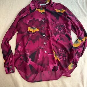 Vintage Liz Claiborne Burgundy and Yellow Blouse